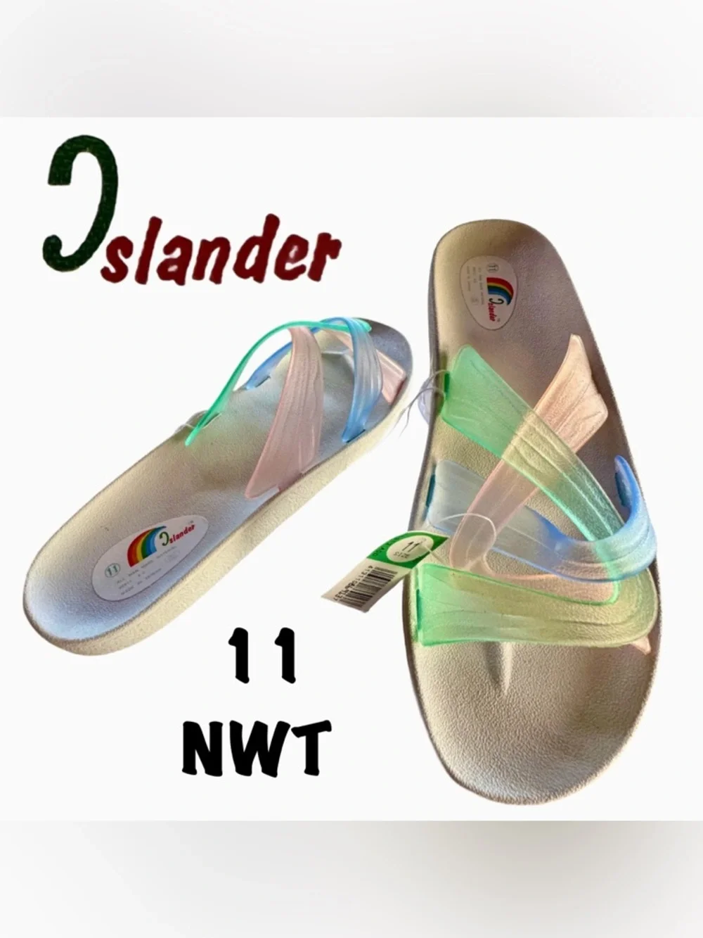 Vintage Islander Women's Pastel Multi-Color Slide Sandals (11) - Picture 14 of 16